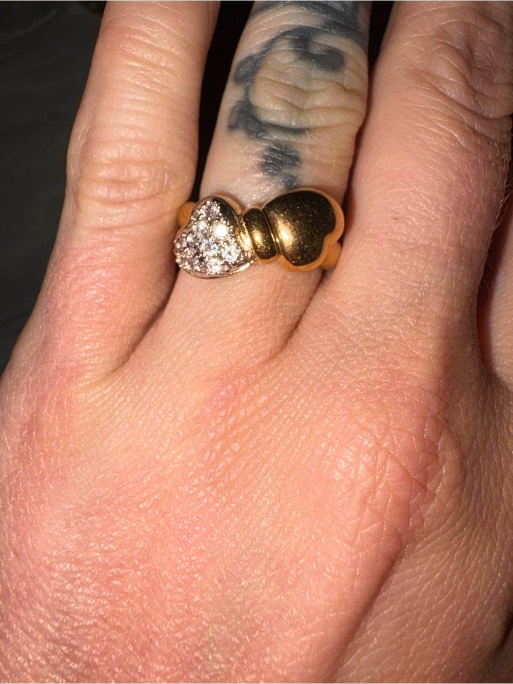 Gold Heart Pavé Ring - Elegant Women's Gold Heart Ring